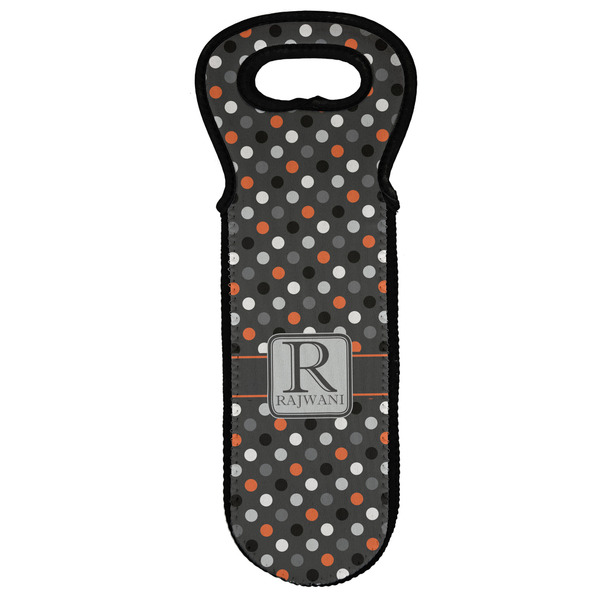 Custom Gray Dots Wine Tote Bag (Personalized)