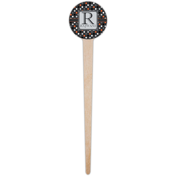 Gray Dots Wooden 4" Food Pick - Round - Single Pick