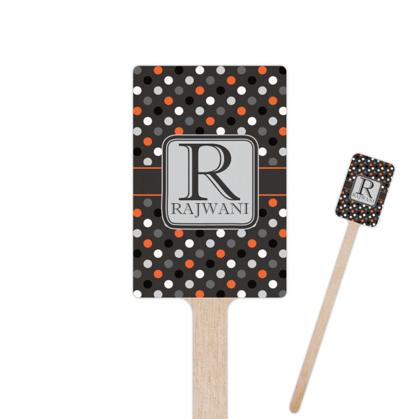Custom Gray Dots 6.25" Rectangle Wooden Stir Sticks - Single Sided (Personalized)