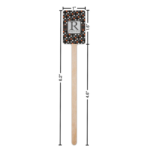 Gray Dots Wooden 6.25" Stir Stick - Rectangular - Dimensions