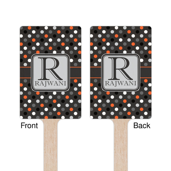 Gray Dots Wooden 6.25" Stir Stick - Rectangular - Double Sided - Front & Back