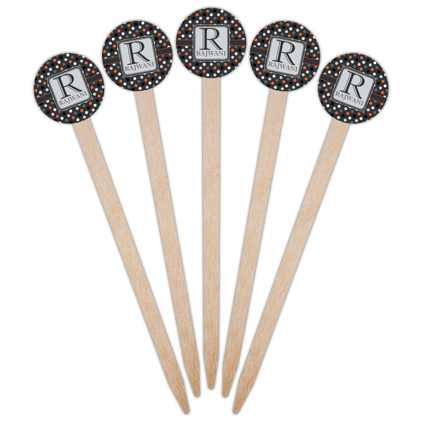 Gray Dots Wooden 6" Food Pick - Round - Fan View