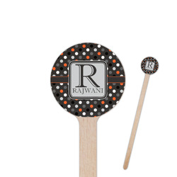 Gray Dots 6" Round Wooden Stir Sticks - Double Sided (Personalized)