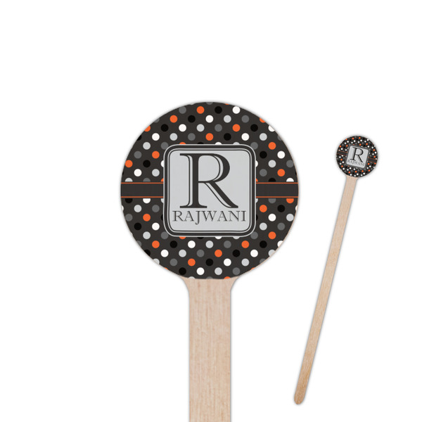 Custom Gray Dots Round Wooden Stir Sticks (Personalized)
