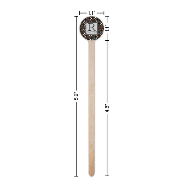 Gray Dots Wooden 6" Stir Stick - Round - Dimensions