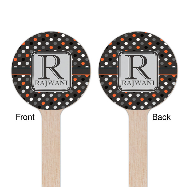 Gray Dots Wooden 7.5" Stir Stick - Round - Double Sided - Front & Back