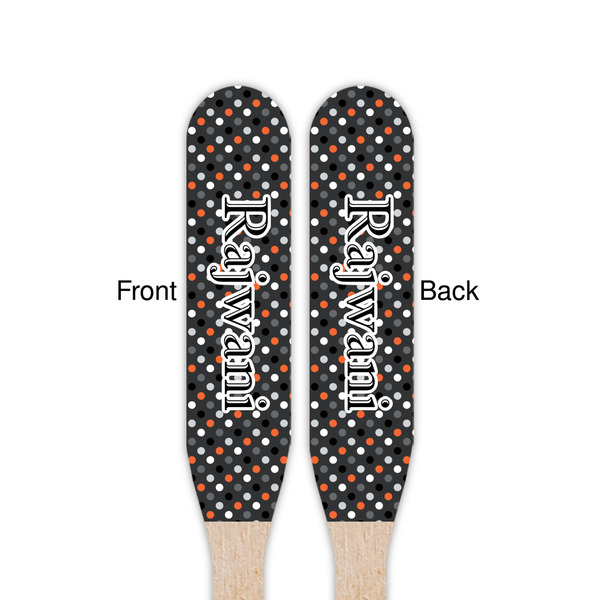 Gray Dots Wooden Food Pick - Paddle - Double Sided - Front & Back