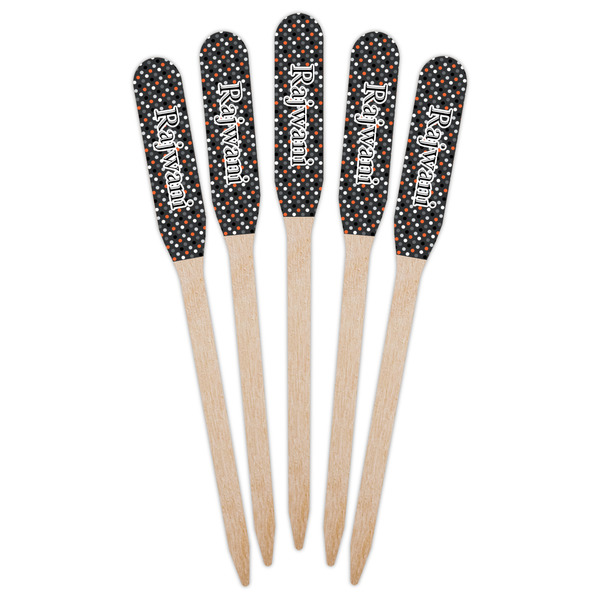 Gray Dots Wooden Food Pick - Paddle - Fan View