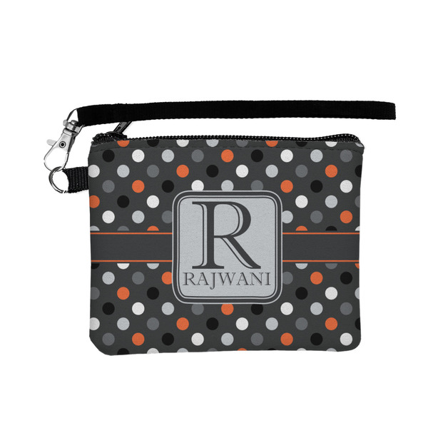 Custom Gray Dots Wristlet ID Case w/ Name and Initial