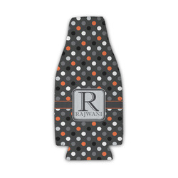 Gray Dots Zipper Bottle Cooler (Personalized)