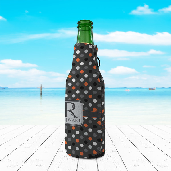 Gray Dots Zipper Bottle Cooler - LIFESTYLE