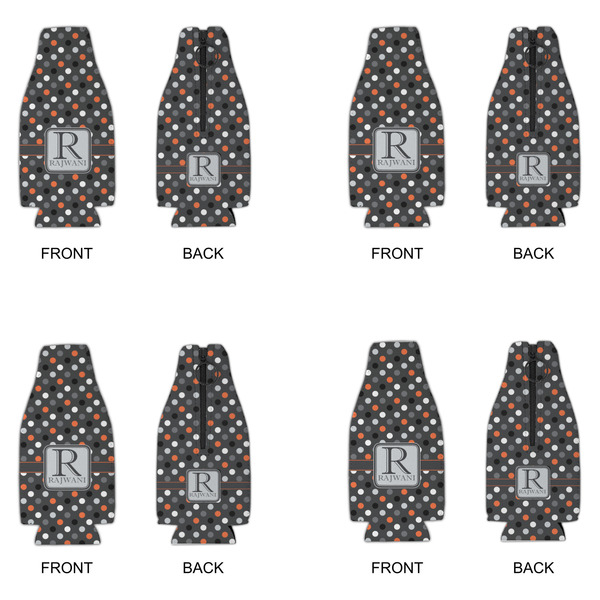 Gray Dots Zipper Bottle Cooler - Set of 4 - APPROVAL