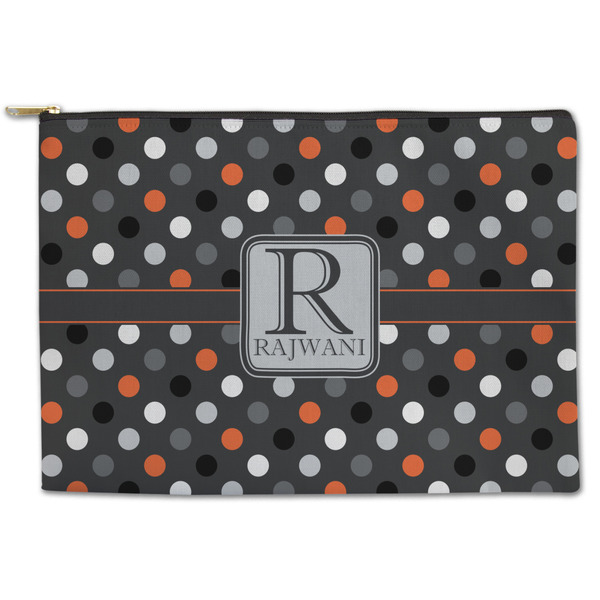 Custom Gray Dots Zipper Pouch - Large - 12.5"x8.5" (Personalized)