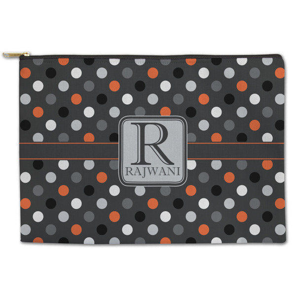 Custom Gray Dots Zipper Pouch (Personalized)