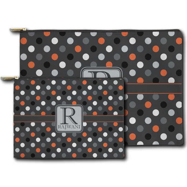 Gray Dots Zippered Pouches - Size Comparison