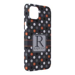 Gray Dots iPhone Case - Plastic - iPhone 14 Plus (Personalized)