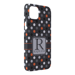 Gray Dots iPhone Case - Plastic - iPhone 14 Pro Max (Personalized)