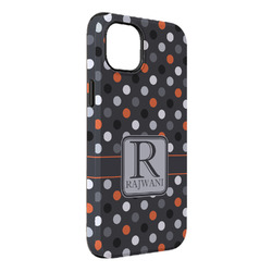 Gray Dots iPhone Case - Rubber Lined - iPhone 14 Pro Max (Personalized)