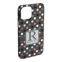 Gray Dots iPhone Case - Plastic - iPhone 15 Plus (Personalized)