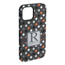 Gray Dots iPhone Case - Rubber Lined - iPhone 15 Plus (Personalized)