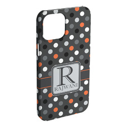 Gray Dots iPhone Case - Plastic - iPhone 15 Pro Max (Personalized)