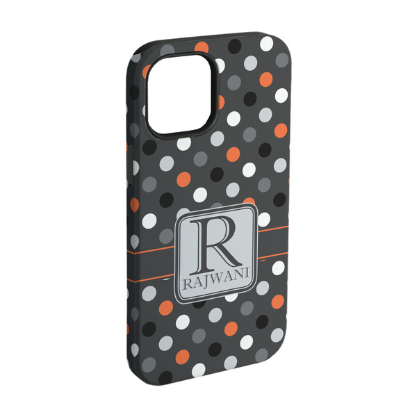 Custom Gray Dots iPhone Case - Rubber Lined - iPhone 15 Pro (Personalized)