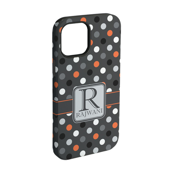 Custom Gray Dots iPhone Case - Rubber Lined - iPhone 15 (Personalized)
