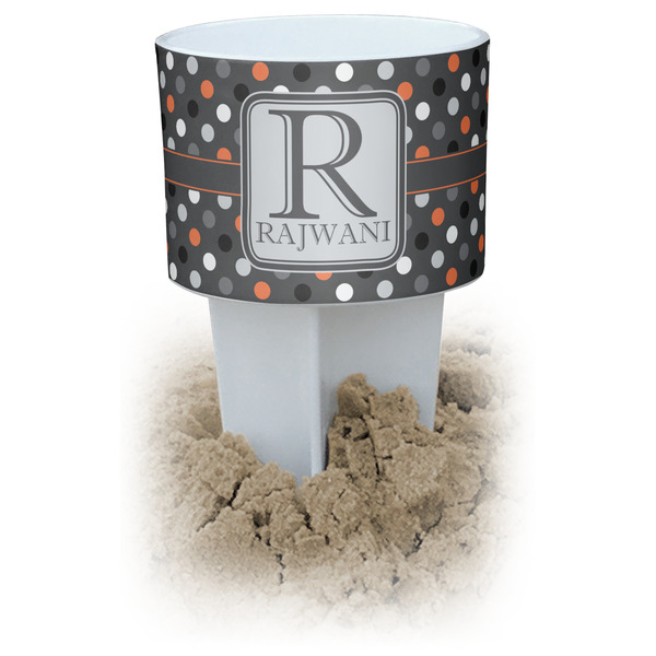 Custom Gray Dots Beach Spiker Drink Holder (Personalized)