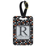 Gray Dots Metal Luggage Tag w/ Name and Initial