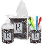 Gray Dots Acrylic Bathroom Accessories Set w/ Name and Initial