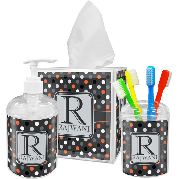 Grey Dots Bathroom Accessories Set (Personalized)