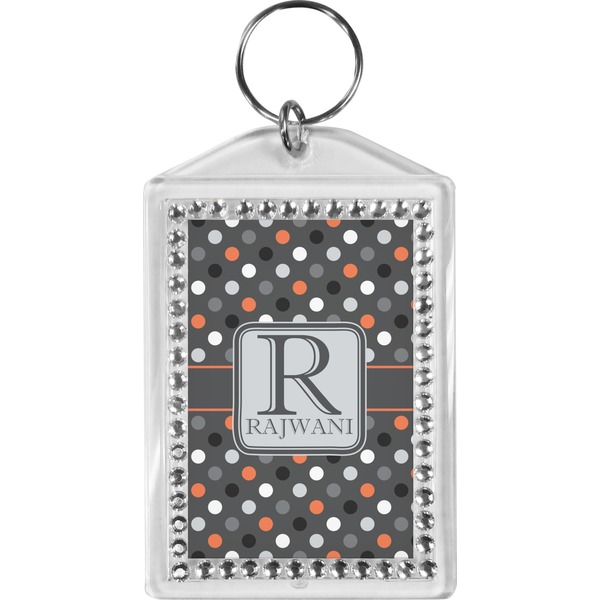 Custom Gray Dots Bling Keychain (Personalized)