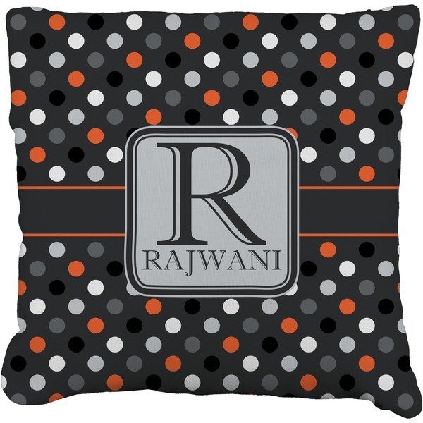 Custom Gray Dots Faux-Linen Throw Pillow (Personalized)