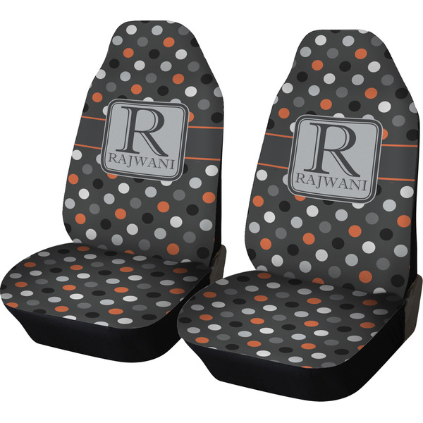 Custom Gray Dots Car Seat Covers (Set of Two) (Personalized)