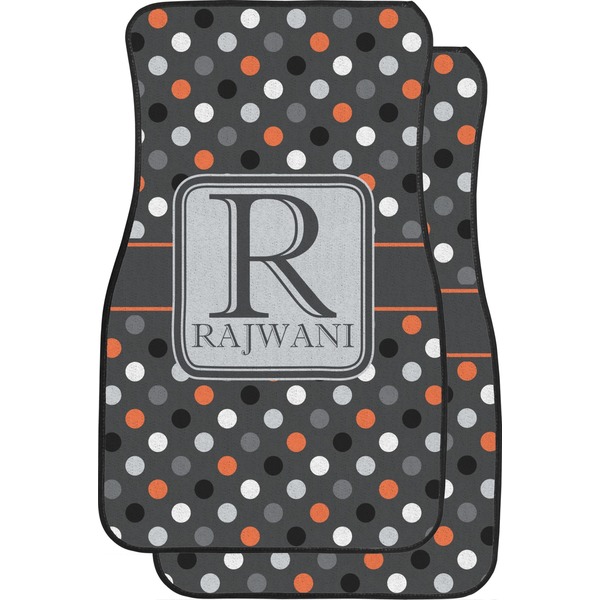 Custom Gray Dots Car Floor Mats (Front Seat) (Personalized)