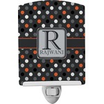 Gray Dots Ceramic Night Light (Personalized)