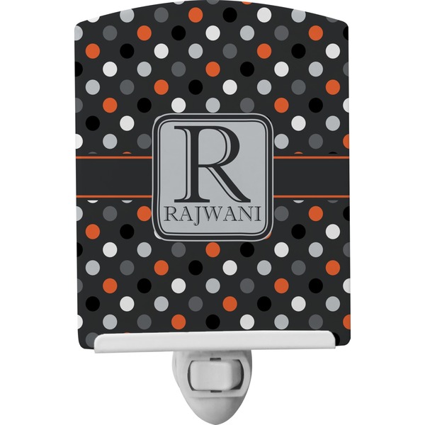 Custom Gray Dots Ceramic Night Light (Personalized)