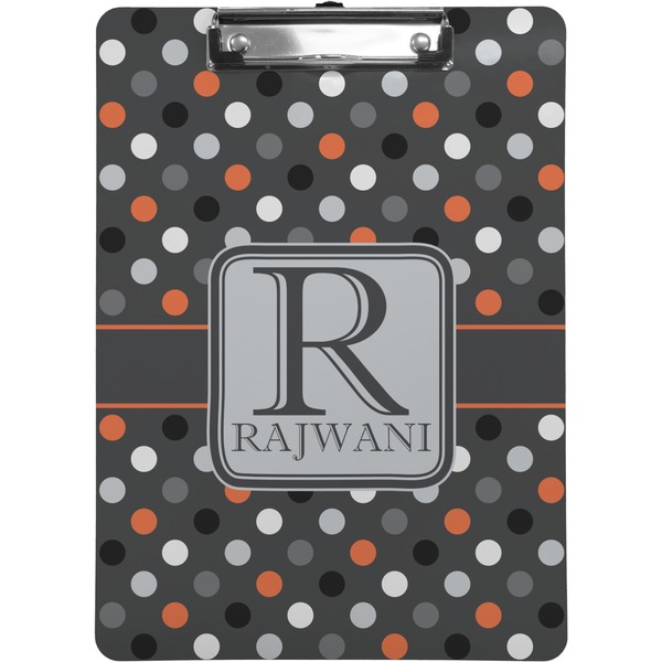 Custom Gray Dots Clipboard (Letter Size) (Personalized)