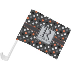 Gray Dots Car Flag - Small w/ Name and Initial