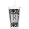 Gray Dots Double Wall Tumbler with Straw (Personalized)
