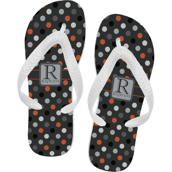 Custom Gray Dots Flip Flops - Small (Personalized)