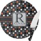 Gray Dots Round Glass Cutting Board (Personalized)