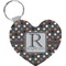 Gray Dots Heart Plastic Keychain w/ Name and Initial