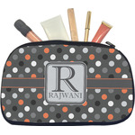 Gray Dots Makeup / Cosmetic Bag - Medium (Personalized)