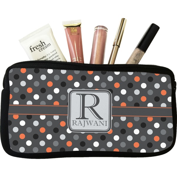 Custom Gray Dots Makeup / Cosmetic Bag - Small (Personalized)