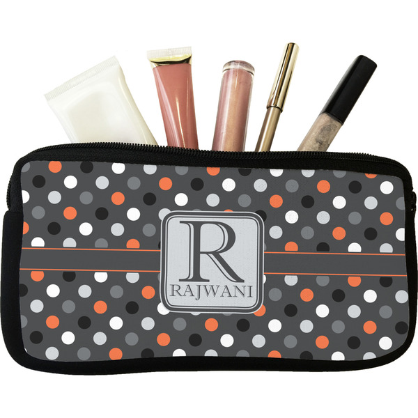 Custom Gray Dots Makeup / Cosmetic Bag (Personalized)