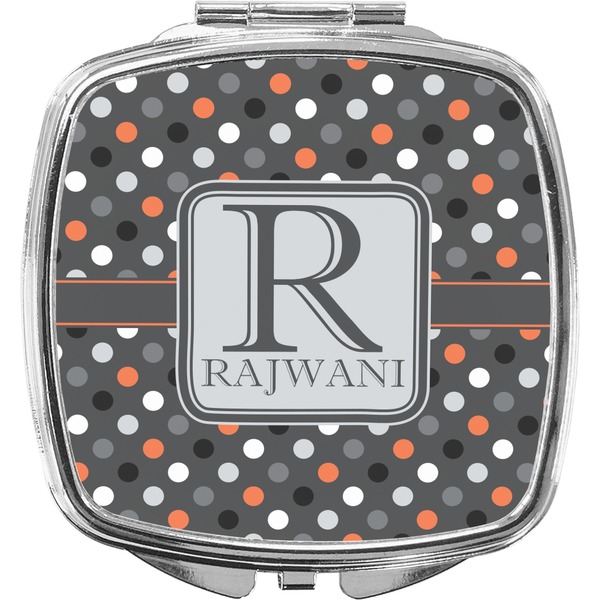 Custom Gray Dots Compact Makeup Mirror (Personalized)