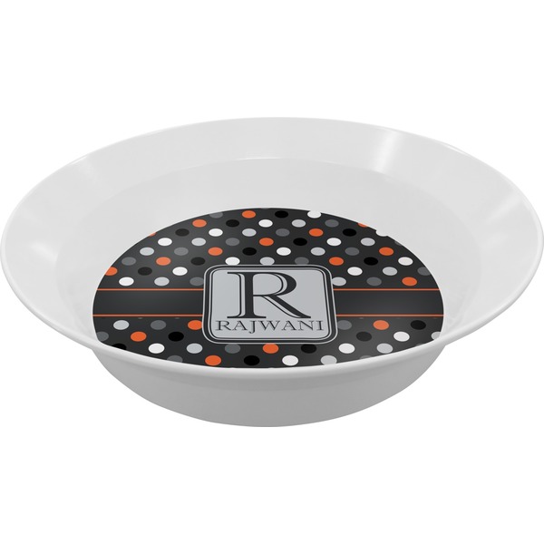 Custom Gray Dots Melamine Bowl (Personalized)