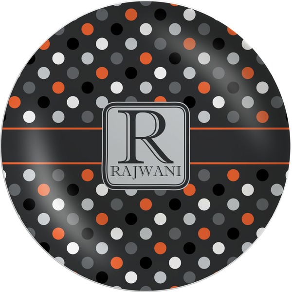 Custom Gray Dots Melamine Plate (Personalized)