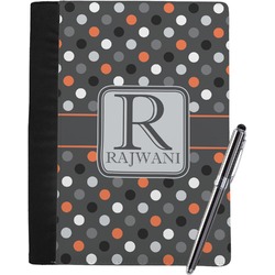 Gray Dots Notebook Padfolio - Large w/ Name and Initial